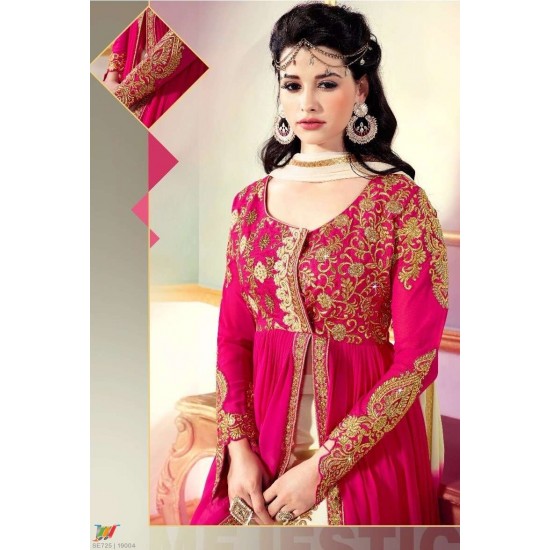 L19004 PINK LAVINA HEAVY EMBRIODERD DESIGNER DRESS