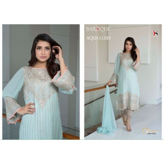 Z7002 LIGHT BLUE DECENT GEORGETTE PAKISTANI STYLE SUIT 
