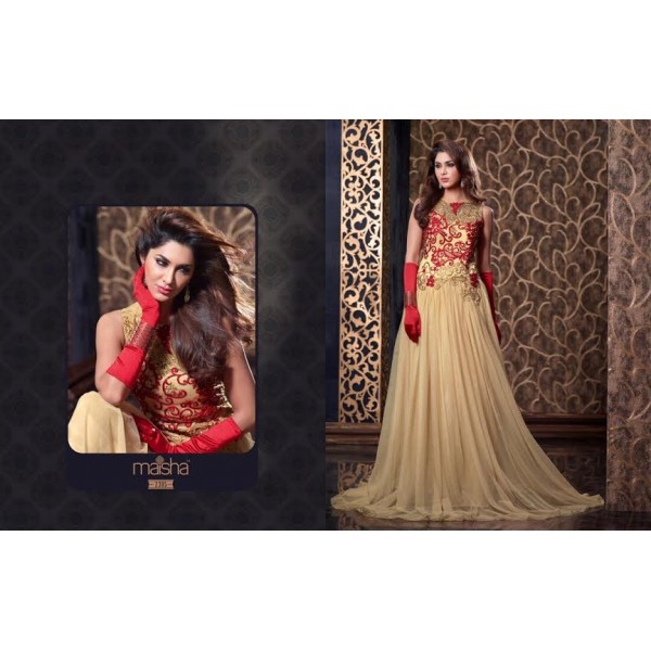 MS2305 - Gold And Red MAISHA HARMAN PARTY WEAR SUIT