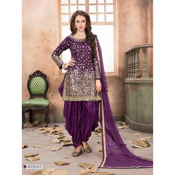 Purple Indian Silk Punjabi Patiala Suit