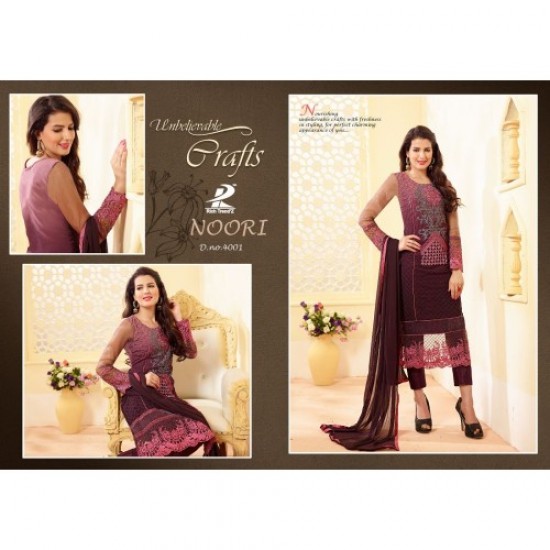 Plum Two Shaded Embroidered Straight Cut Trouser Suit
