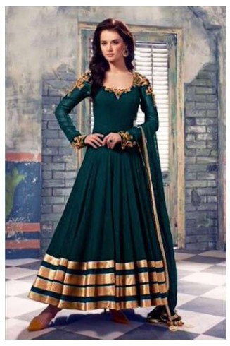 Green Queen Floor Length Dress Semi Stitched Anarkali 
