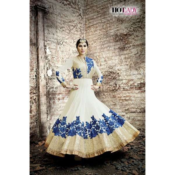 Off White Gown Long Evening Dress Party Wear Anarkali