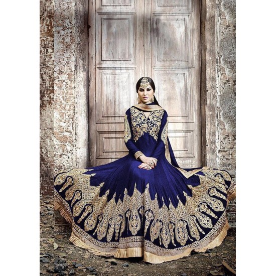 KJ04 BLUE KAJOL EMBROIDERED ANARKALI SUIT