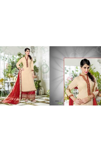 Womens Cream Dress Top Red Palazzo Indian Suit 