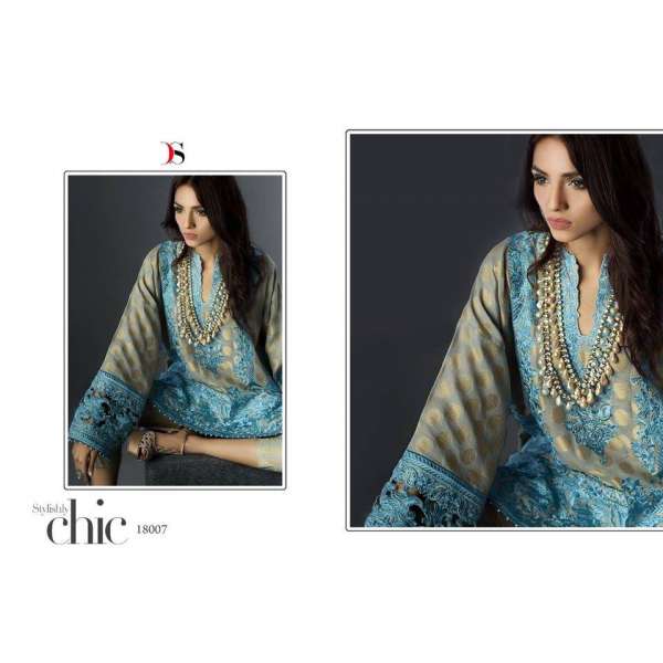 Blue Pakistani Designer Suit Semi Stitched Suits Online