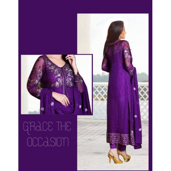 SANO SPEICAL 1002 PURPLE GEORGETTE PAKISTANI STYLE SUIT 