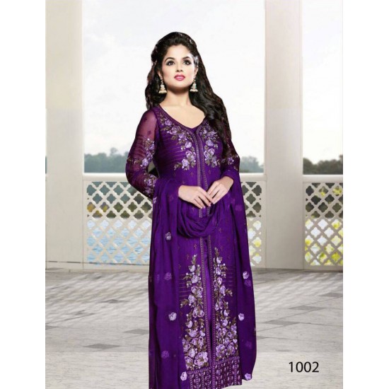SANO SPEICAL 1002 PURPLE GEORGETTE PAKISTANI STYLE SUIT 