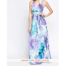 Lovely Encrusted Open Back Printed Maxi Dress