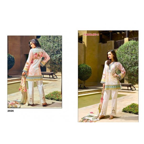 ZK2026 ZARKASH-3 PRINTED CAMBRIC COTTON/LAWN SALWAR KAMEEZ SUIT