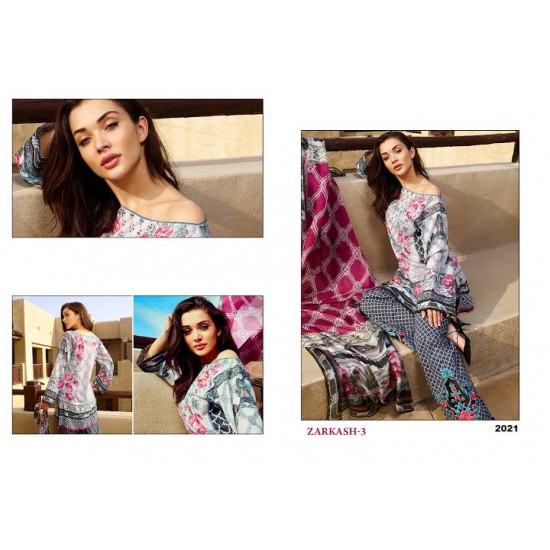 ZK2021 ZARKASH-3 PRINTED CAMBRIC COTTON/LAWN SALWAR KAMEEZ SUIT