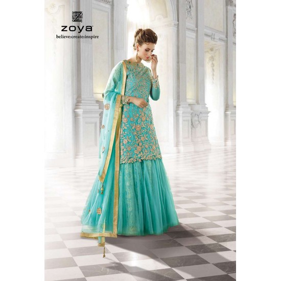 Turquoise Indowestern Gown Ethnic Wedding Dress