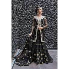 Evening Dress Black Embroidered Lehenga Choli Indian 