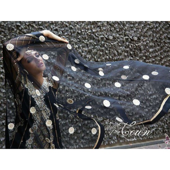 Evening Dress Black Embroidered Lehenga Choli Indian 